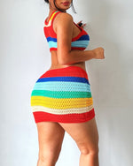 Fiji Multicolor Striped Skirt Set