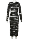 Aida Knit Patchwork Striped Dress