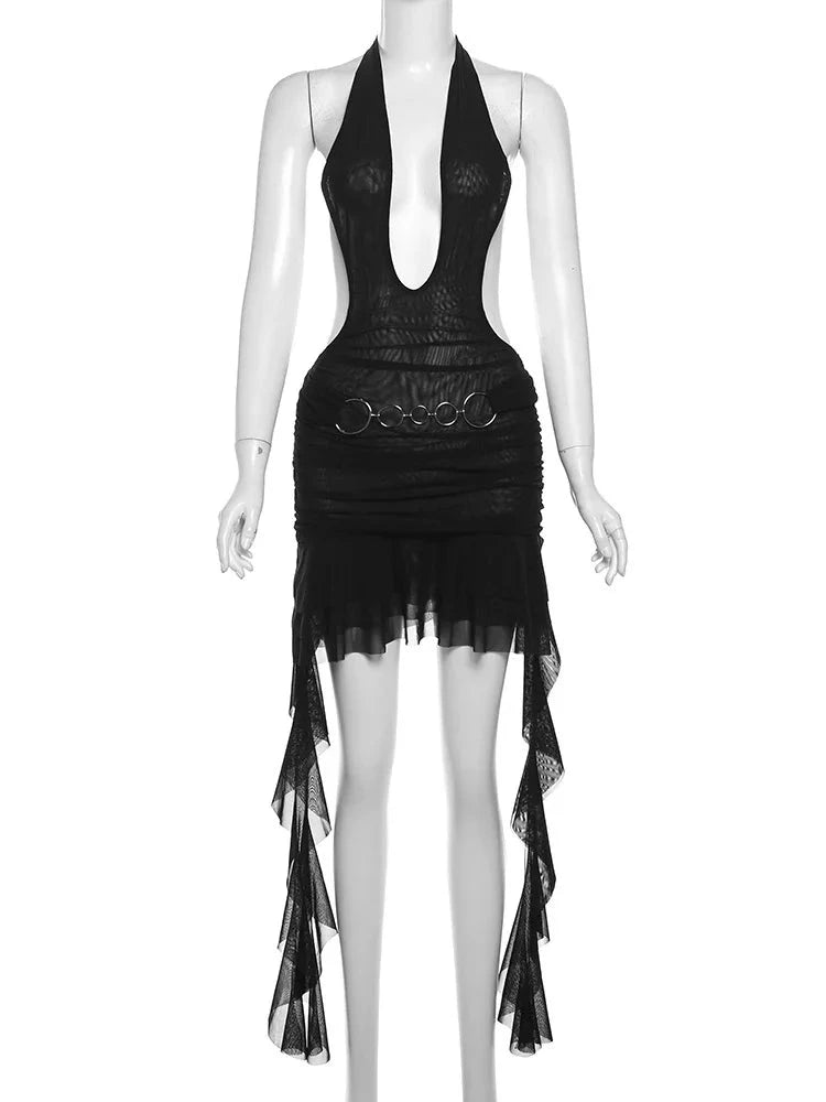 Luna See Through Tassel Mini Dress