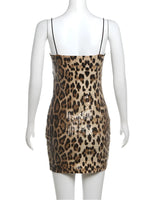 Sequined Leopard Print Bodycon Mini