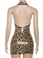 Leopard Halter Sequined Mini