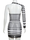 Vera Striped Mesh One Sleeve Mini