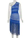 Royal Blue Mesh Detail Midi