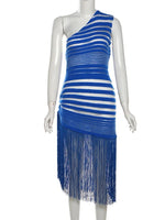 Royal Blue Mesh Detail Midi