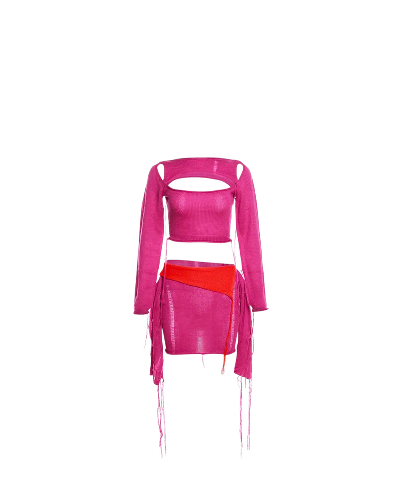 Candy Pink Knit Two Piece