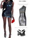 Metallic Faux Leather One Shoulder Mini